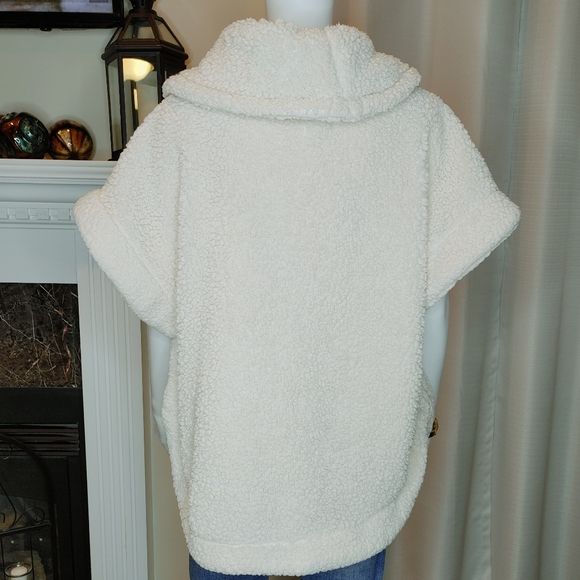 LORD & TAYLOR LOUNGE AND SLEEP COWL NECK FUZZY PULLOVER VEST, CREAM 2X - Picture 5 of 9